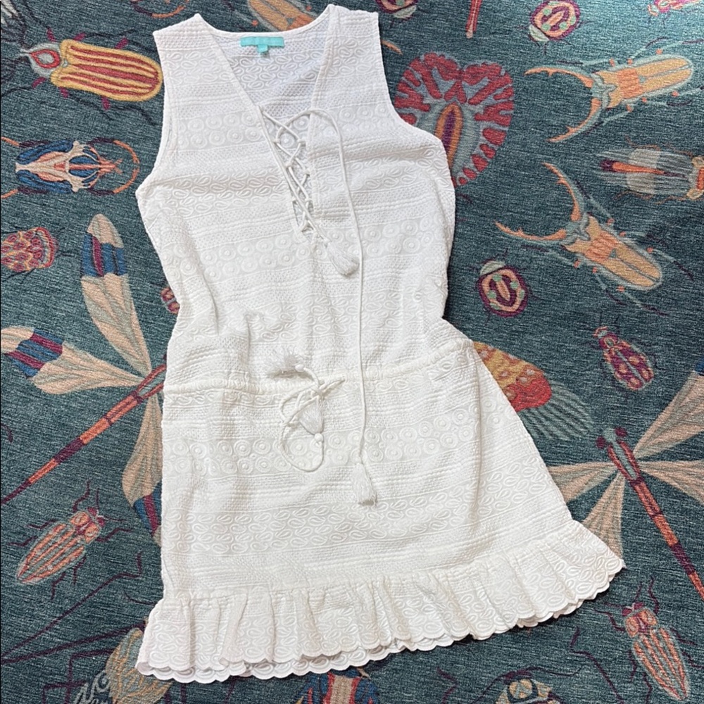 Melissa Odabash Layla white Lace Beach Dress with Tassel Tie M - Picture 3 of 6